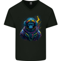 Astro Kong Spaceman Ape Astronaut Mens V-Neck Cotton T-Shirt Black