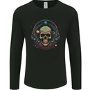 Astro Skull Planets Universe Space Mens Long Sleeve T-Shirt Black