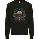 Astro Skull Planets Universe Space Mens Sweatshirt Jumper Black