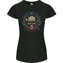 Astro Skull Planets Universe Space Womens Petite Cut T-Shirt Black