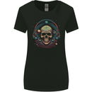 Astro Skull Planets Universe Space Womens Wider Cut T-Shirt Black