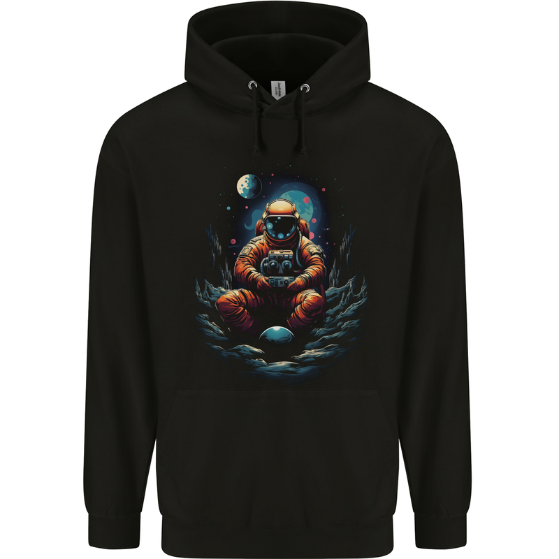 Astronaut Gamer Fantasy Gaming Planets Space Mens 80% Cotton Hoodie Black