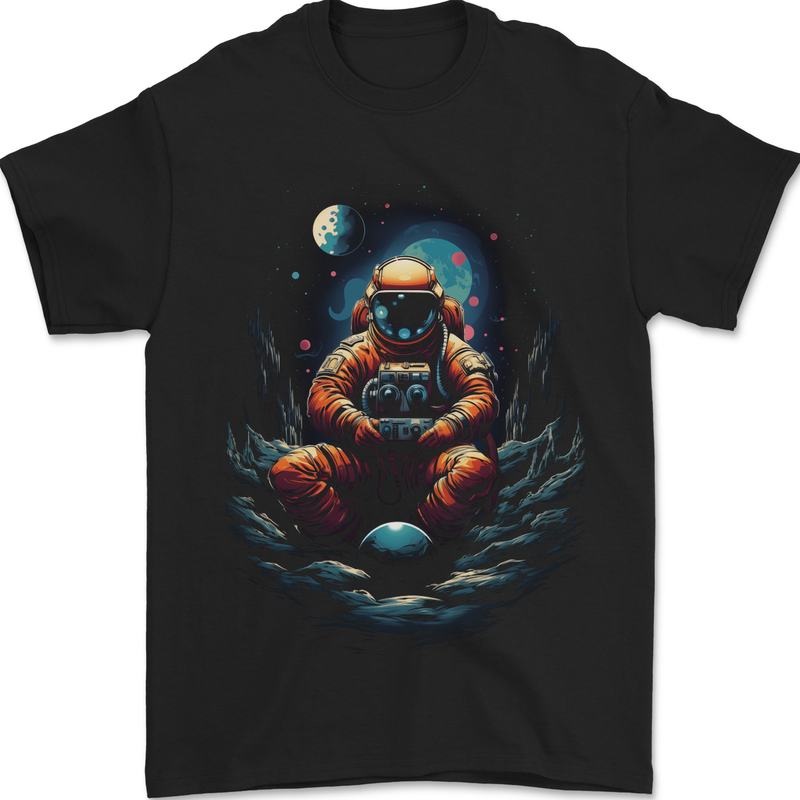 Astronaut Gamer Fantasy Gaming Planets Space Mens T-Shirt 100% Cotton Black