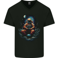 Astronaut Gamer Fantasy Gaming Planets Space Mens V-Neck Cotton T-Shirt Black