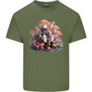Astronaut Mushrooms Nature Foraging Mens Cotton T-Shirt Tee Top Military Green
