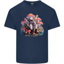 Astronaut Mushrooms Nature Foraging Mens Cotton T-Shirt Tee Top Navy Blue