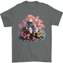 Astronaut Mushrooms Nature Foraging Mens T-Shirt 100% Cotton Charcoal