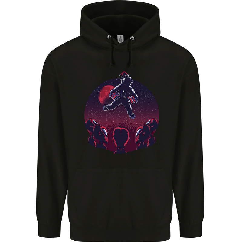 Astronaut Santa & Aliens Christmas Planets Xmas Childrens Kids Hoodie Black