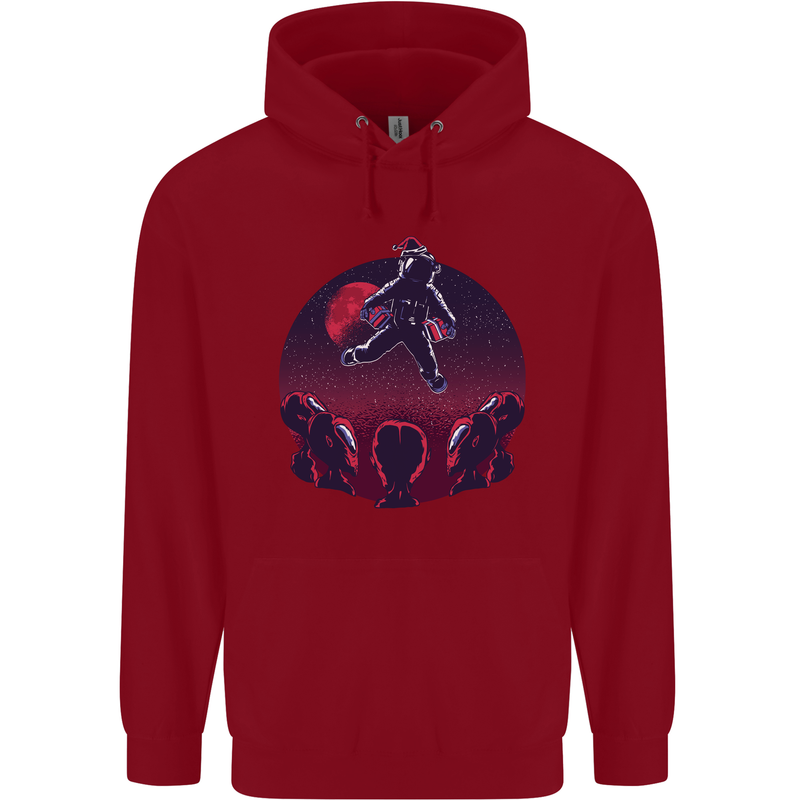 Astronaut Santa & Aliens Christmas Planets Xmas Childrens Kids Hoodie Red
