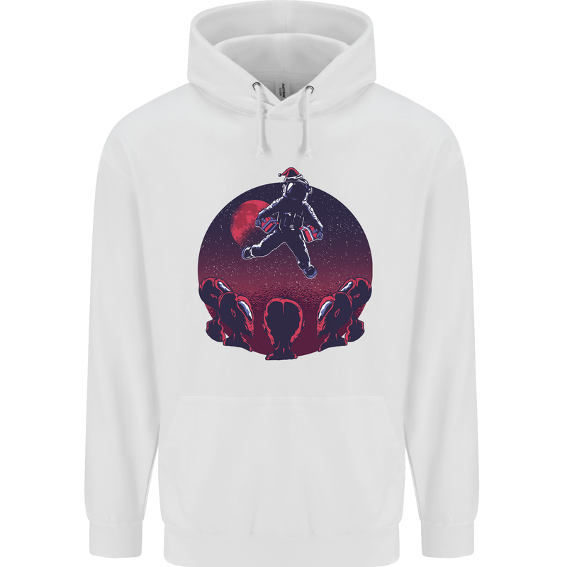 Astronaut Santa & Aliens Christmas Planets Xmas Childrens Kids Hoodie White