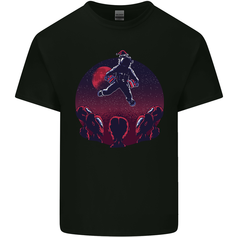 Astronaut Santa & Aliens Christmas Planets Xmas Kids T-Shirt Childrens Black