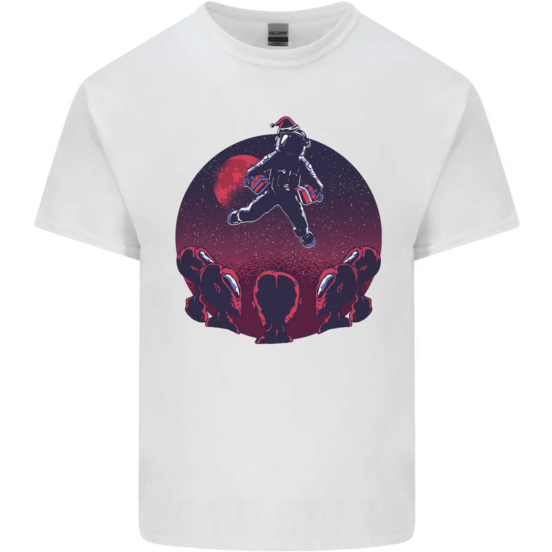 Astronaut Santa & Aliens Christmas Planets Xmas Kids T-Shirt Childrens White