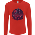 Astronaut Santa & Aliens Christmas Planets Xmas Mens Long Sleeve T-Shirt Red