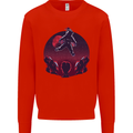 Astronaut Santa & Aliens Christmas Planets Xmas Mens Sweatshirt Jumper Bright Red