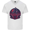 Astronaut Santa & Aliens Christmas Planets Xmas Mens V-Neck Cotton T-Shirt White