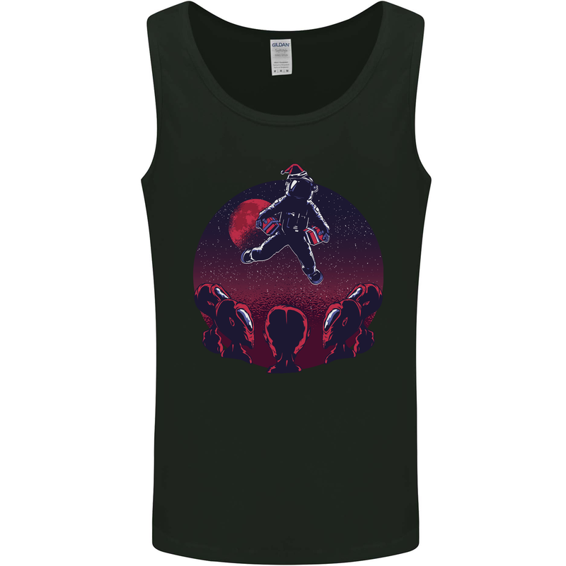 Astronaut Santa & Aliens Christmas Planets Xmas Mens Vest Tank Top Black