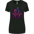 Astronaut Santa & Aliens Christmas Planets Xmas Womens Wider Cut T-Shirt Black