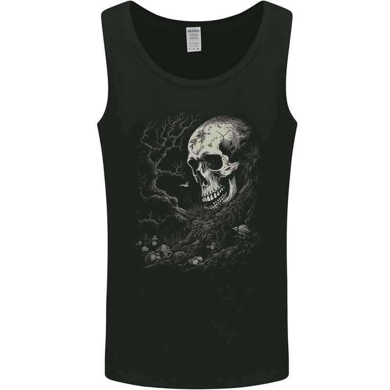 At One With Nature Skull Mens Vest Tank Top Black