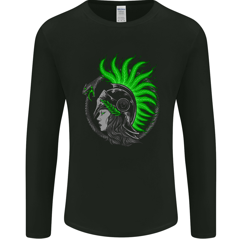 Athena Warrior With a Snake Greek Mythology Mens Long Sleeve T-Shirt Black