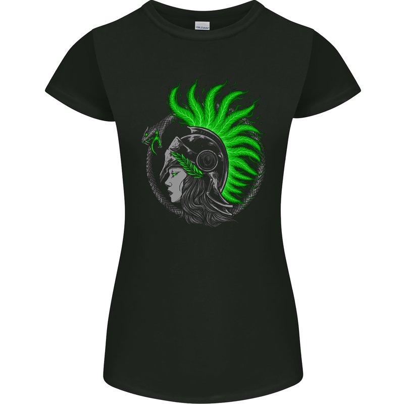 Athena Warrior With a Snake Greek Mythology Womens Petite Cut T-Shirt Black