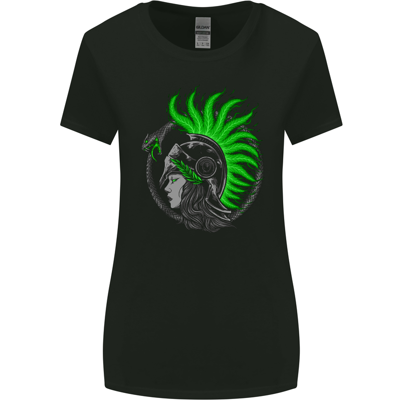 Athena Warrior With a Snake Greek Mythology Womens Wider Cut T-Shirt Black