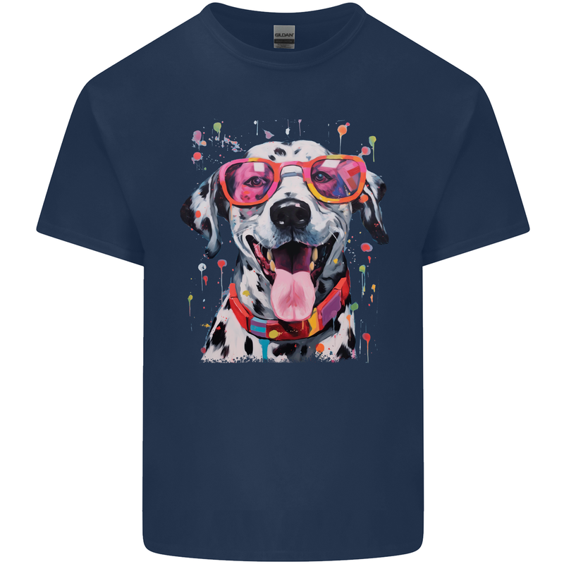 Atistic Dalmation Dog Kids T-Shirt Childrens Navy Blue