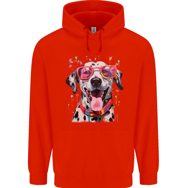 Atistic Dalmation Dog Mens 80% Cotton Hoodie Bright Red