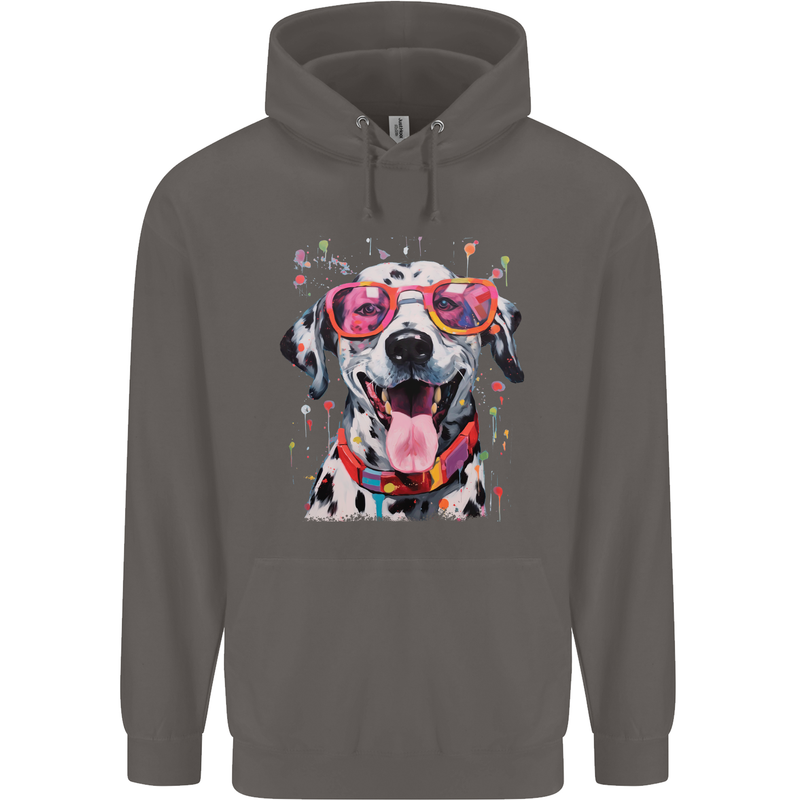 Atistic Dalmation Dog Mens 80% Cotton Hoodie Charcoal