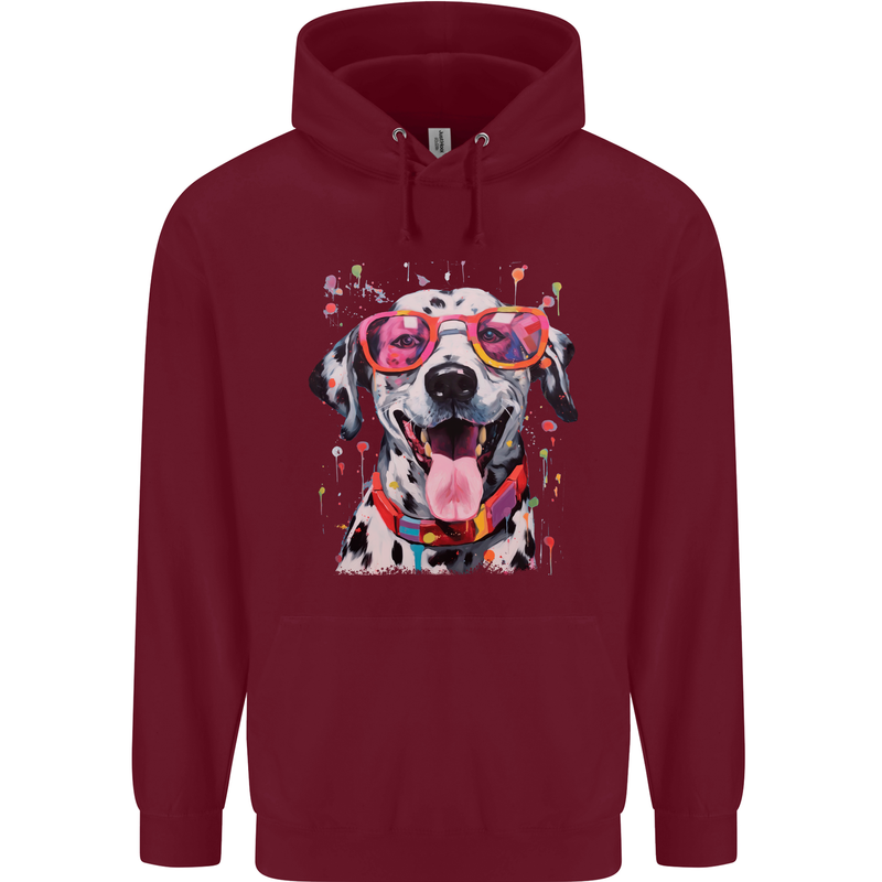 Atistic Dalmation Dog Mens 80% Cotton Hoodie Maroon