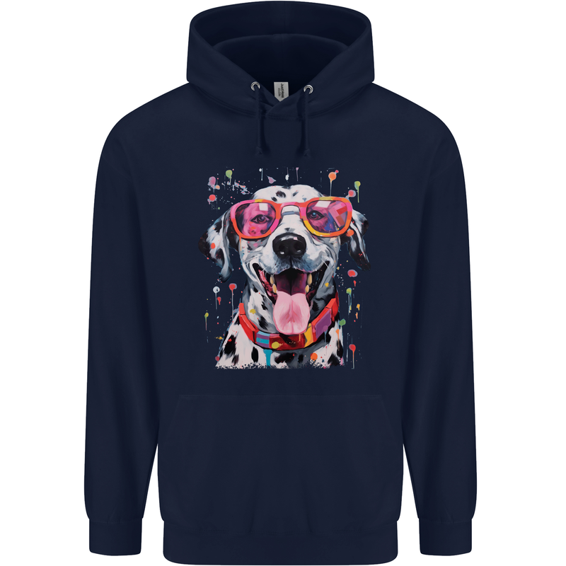 Atistic Dalmation Dog Mens 80% Cotton Hoodie Navy Blue