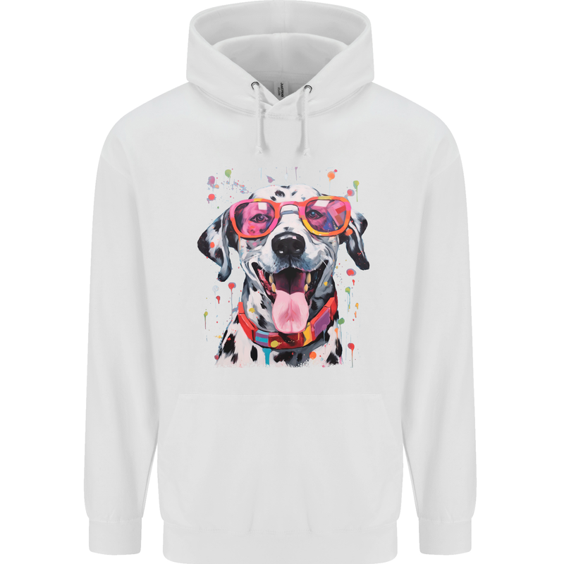 Atistic Dalmation Dog Mens 80% Cotton Hoodie White