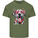 Atistic Dalmation Dog Mens Cotton T-Shirt Tee Top Military Green