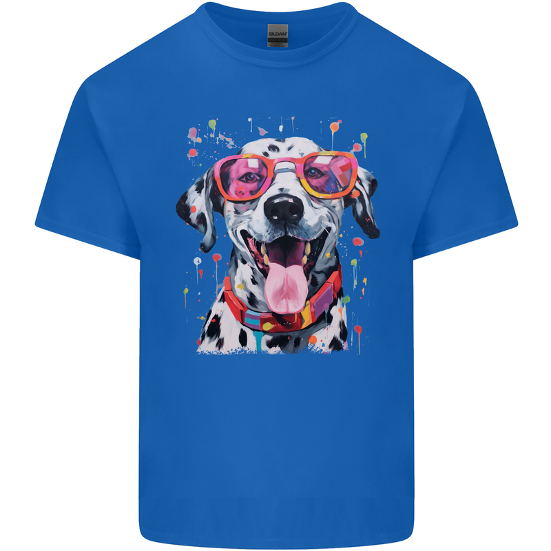 Atistic Dalmation Dog Mens Cotton T-Shirt Tee Top Royal Blue