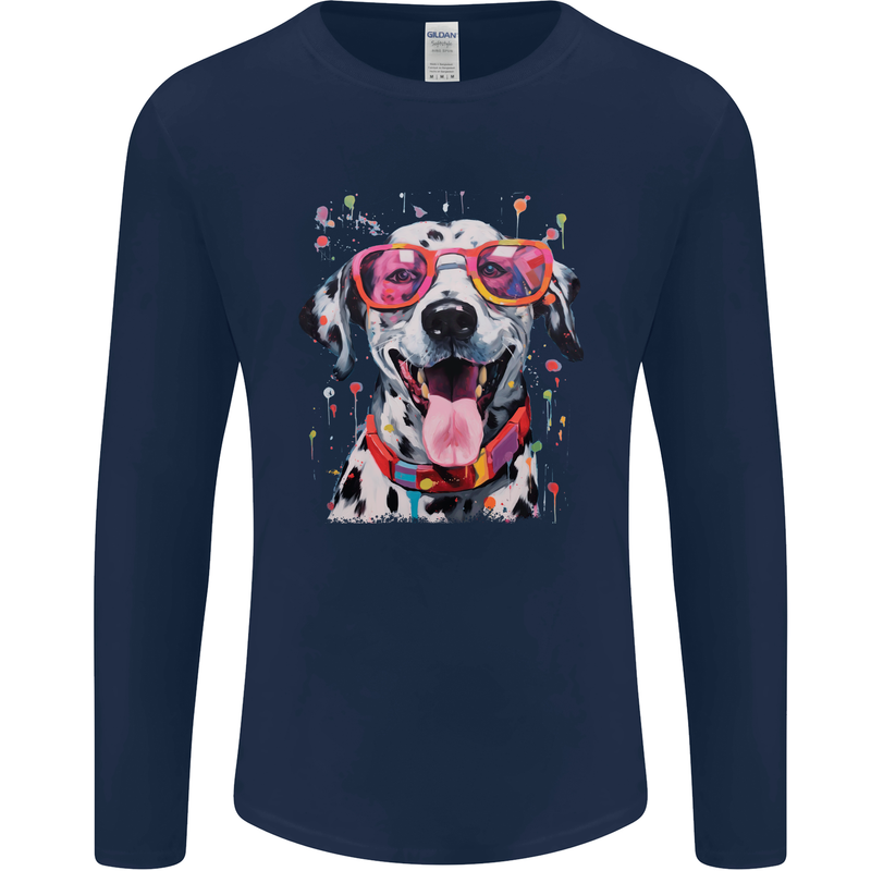 Atistic Dalmation Dog Mens Long Sleeve T-Shirt Navy Blue