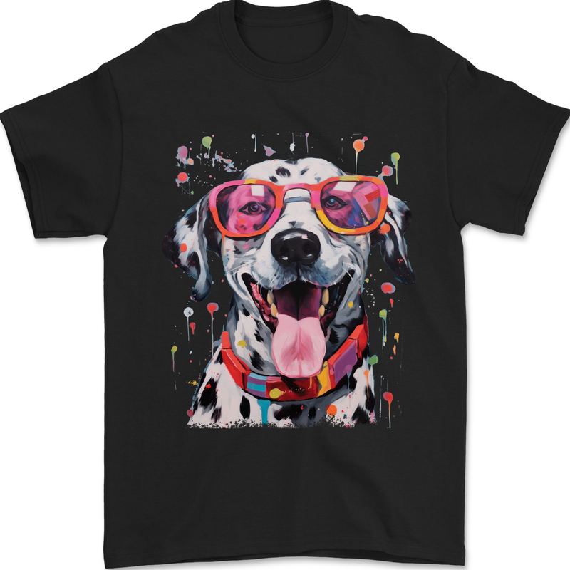 Atistic Dalmation Dog Mens T-Shirt 100% Cotton Black