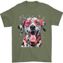 Atistic Dalmation Dog Mens T-Shirt 100% Cotton Military Green