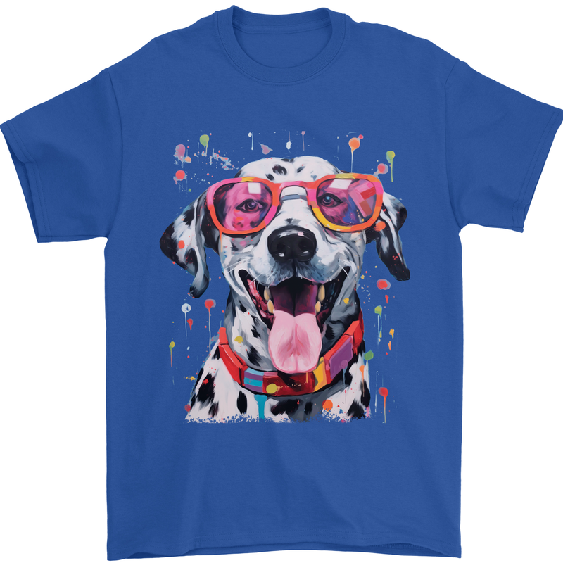 Atistic Dalmation Dog Mens T-Shirt 100% Cotton Royal Blue