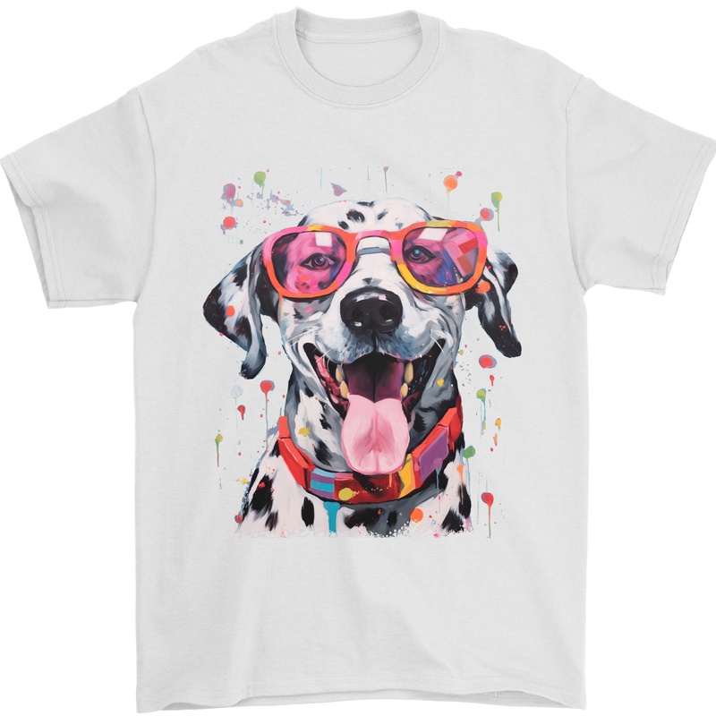 Atistic Dalmation Dog Mens T-Shirt 100% Cotton White