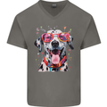 Atistic Dalmation Dog Mens V-Neck Cotton T-Shirt Charcoal