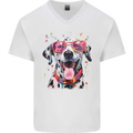 Atistic Dalmation Dog Mens V-Neck Cotton T-Shirt White