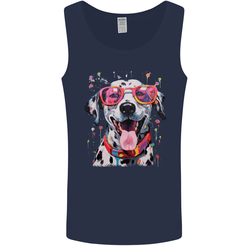 Atistic Dalmation Dog Mens Vest Tank Top Navy Blue