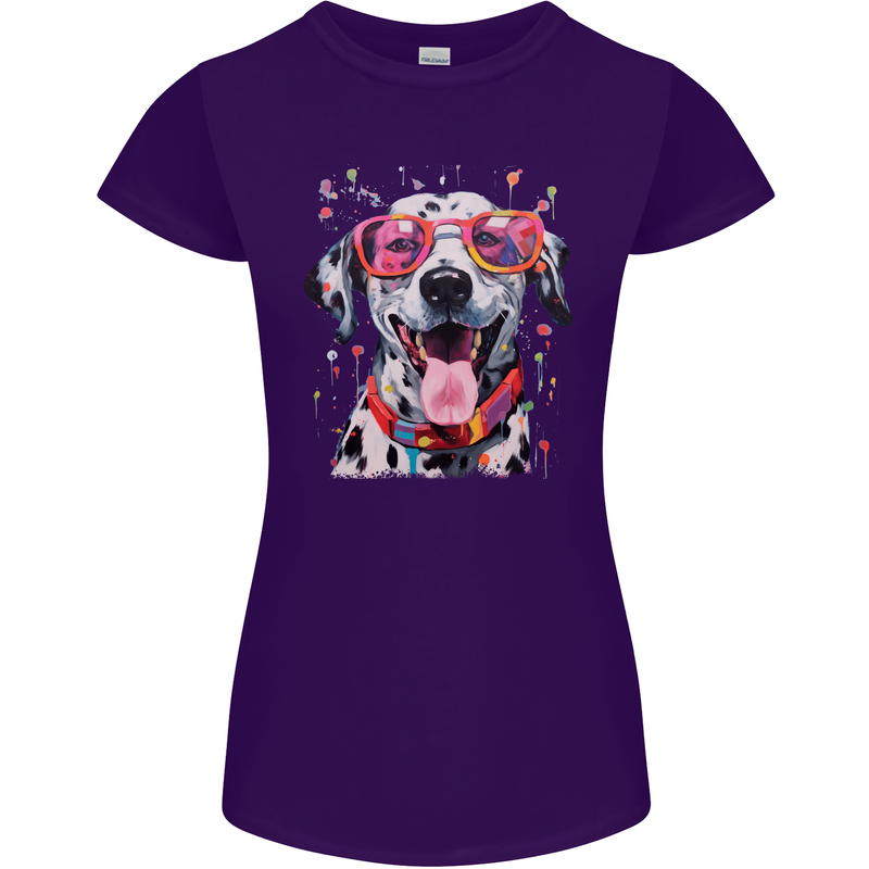 Atistic Dalmation Dog Womens Petite Cut T-Shirt Purple