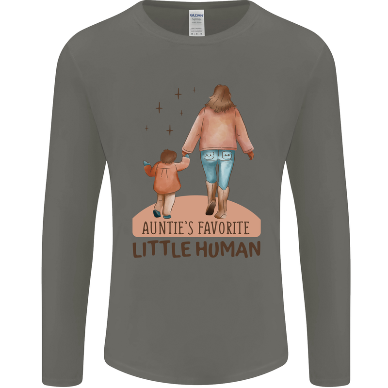 Aunties Favourite Human Funny Niece Nephew Mens Long Sleeve T-Shirt Charcoal