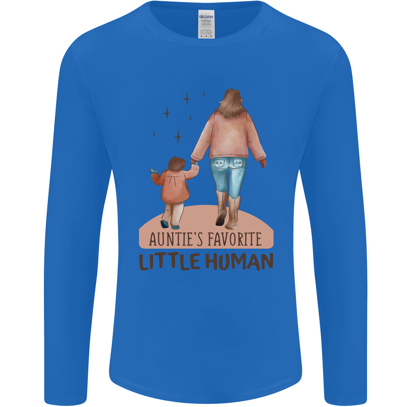 Aunties Favourite Human Funny Niece Nephew Mens Long Sleeve T-Shirt Royal Blue