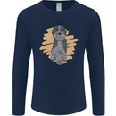 Aussie Doodle Mens Long Sleeve T-Shirt Navy Blue
