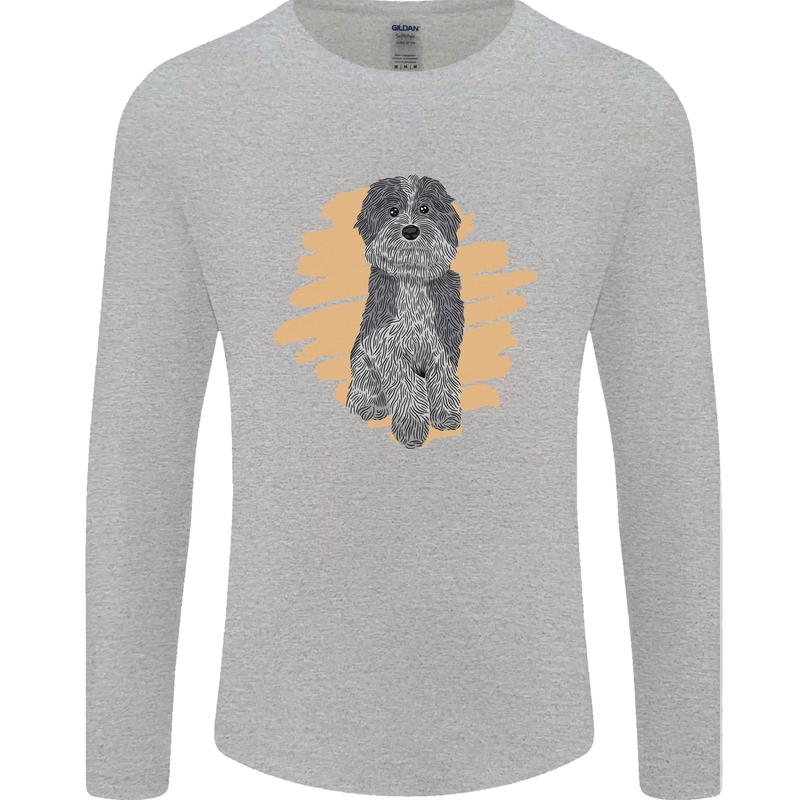 Aussie Doodle Mens Long Sleeve T-Shirt Sports Grey