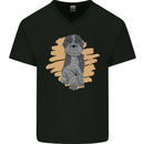 Aussie Doodle Mens V-Neck Cotton T-Shirt Black