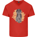 Aussie Doodle Mens V-Neck Cotton T-Shirt Red