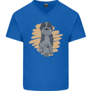 Aussie Doodle Mens V-Neck Cotton T-Shirt Royal Blue