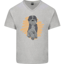 Aussie Doodle Mens V-Neck Cotton T-Shirt Sports Grey